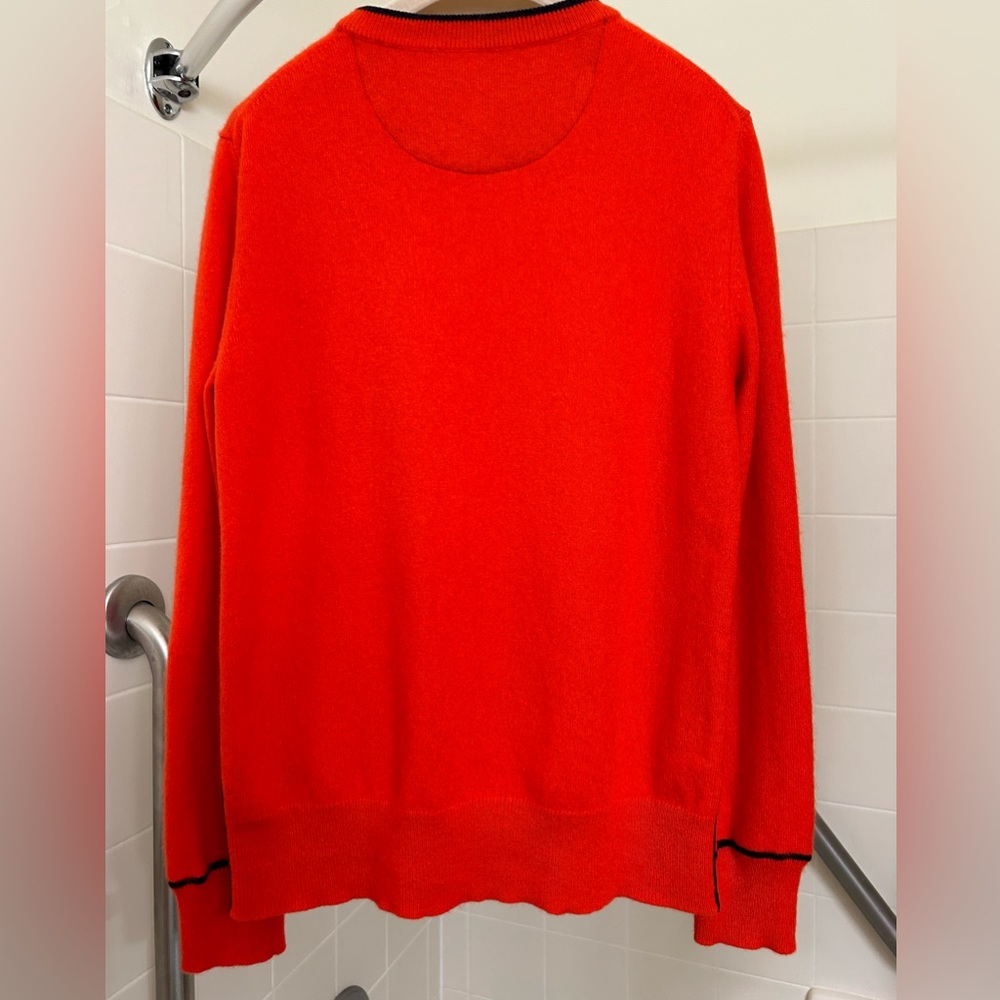 $378 Tory Burch Women Cashmere Pullover Red/Tory Navy size M - Picture 11 of 16